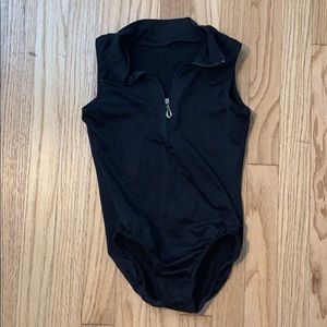 Motionwear Girls Black Zip Leotard